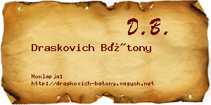 Draskovich Bátony névjegykártya